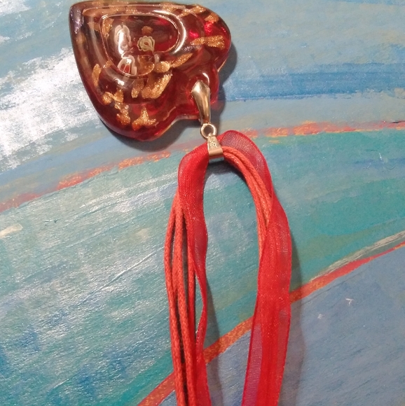 🌙18k Orgone Resin Heart Goldflake Millefiori - Picture 7 of 9